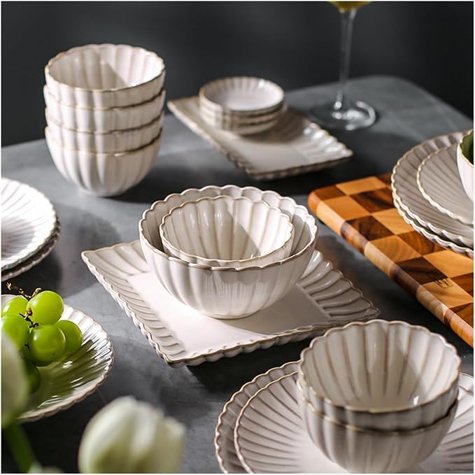 Dinner Sets White Ceramic Dinner Sets Bowl Dish Plates Porcelain Dinnerware Set For Household Hotel6people Set