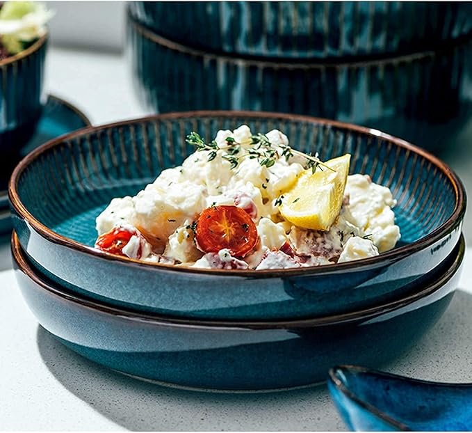 Dinnerware Set Luxury Family Dinner Service Set Porcelain Dinnerware Set Ceramic Plates And Bowls Sets Modern Vintage Lounge Round Reactive Glaze Dishes Set