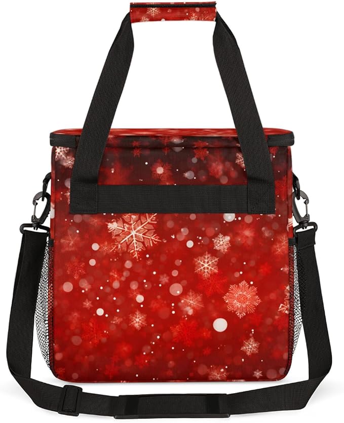 Bright Snowflakes Christmas Coffee Maker Carrying Bag Travel Storage Bag Compatible with K-Mini or K-Mini Plus Single Serve Coffee Brewer Carrying Case with Multiple Pockets &amp Shoulder Strap