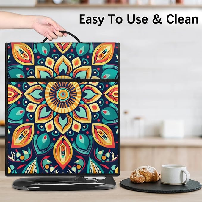 cfpolar Kitchen Aid Mixer Cover Compatible with 6-8 Quarts Mandala Colorful Flower Boho Stand Mixer Cover Kitchen Aid Mixers Accessories Appliance Organizer Bag Dust Covers with Zipper Pocket