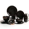 KOKEN Porcelain Dinnerware Set - 16 Pc Round Dinner Set with Mugs Microwave Safe