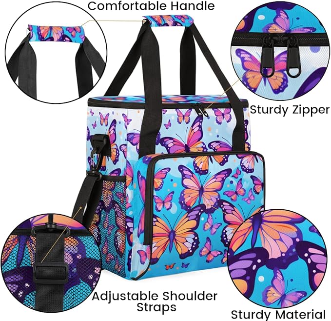 Abstract Butterfly Coffee Maker Carrying Bag Portable Travel Storage Tote Bag Compatible with K-Mini or K-Mini Plus Single Serve Coffee Brewer Carrying Case with Multiple Pockets &amp Shoulder Stra