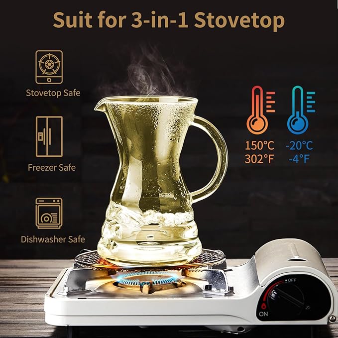 Unbreakable - Pour Over Coffee Maker with Permanent Stainless Filter 27 fl oz Thickened Heat-Resistant Borosilicate Glass Dripper Coffee Brewer Stovetop Safe
