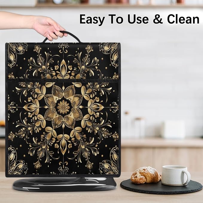 cfpolar Kitchen Aid Mixer Cover Compatible with 6-8 Quarts Bohemian Mandala Gold Stand Mixer Cover Kitchen Aid Mixers Accessories Appliance Organizer Bag Dust Covers with Zipper Pocket