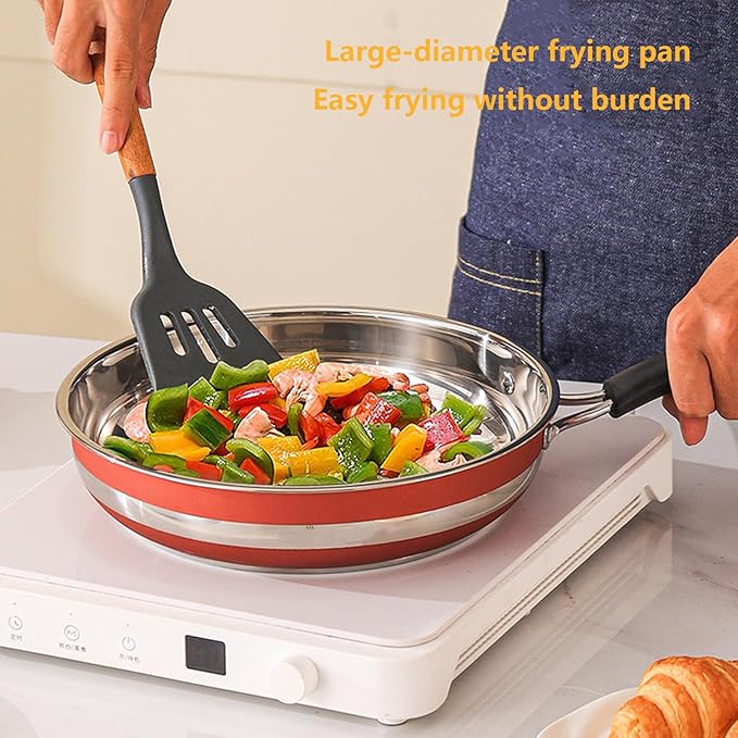 12 Piece Stainless Steel Cookware Set Kitchen Aid Non Toxic with Bakelite Handle and Visual Lid Cooking Pots and Pans Set Induction Compatible Includes Stockpot Milk Pot Fry Pans