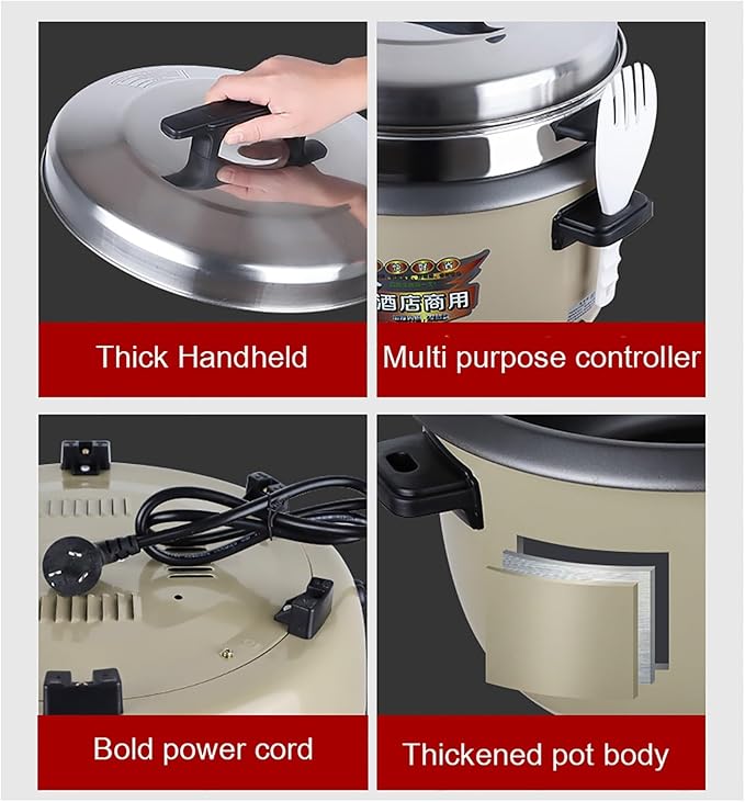 Commercial Large Rice Cooker &amp Food Warmer8-45L Large Rice Cooker with Nonstick Inner PotFast Cooking and 24-Hour Keep Warm Rice CookerOne Color-10L-1600W