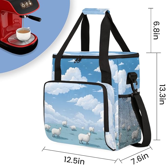 Sheep Steppe Coffee Maker Carrying Bag Blue Sky Cloud Travel Storage Bag Compatible with K-Mini or K-Mini Plus Single Serve Coffee Brewer Carrying Case with Multiple Pockets &amp Shoulder Strap