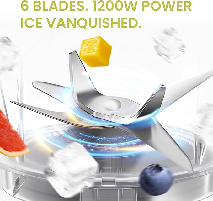 Simple Deluxe Smoothie Blender 1200W Powerful Countertop Blenders for Kitchen 60 oz Capacity Blender for Smoothies with BPA-Free Portable Cups Ice Crushing Juices Shakes and Sauces Silver