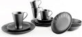 Nomnu Spiderweb Dinnerware Set (16 Pieces) - Goth Dinnerware Set - Black Matte Porcelain - 4 Dinner Plates 4 Salad Plates 4 Bowls 4 Mugs - Halloween Spooky Dishes Gothic Kitchen Decor Gifts