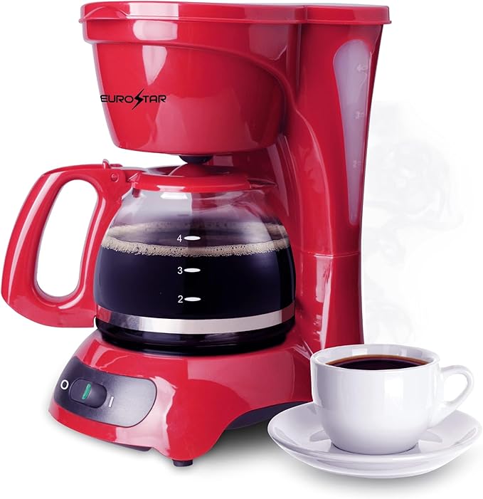 EUROSTAR ECM621R 4-Cup Coffeemaker Red
