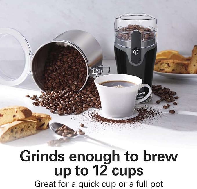 Hamilton Beach Stay or Go Blender with 32oz Jar 8oz Black and Silver (52400) &amp Fresh Grind Electric Coffee Grinder for Beans Spices and More Stainless Steel Blades Removable Chamber Black