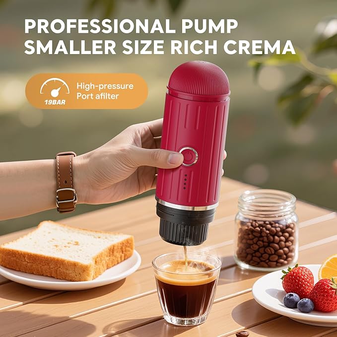 Portable Electric Espresso Machine Travel Coffee Maker for Camping Car Self-Heating Coffee Machine with USB-C Compatible With NS Capsules &amp Ground Coffee Portable Coffee Maker for HikingRVOf