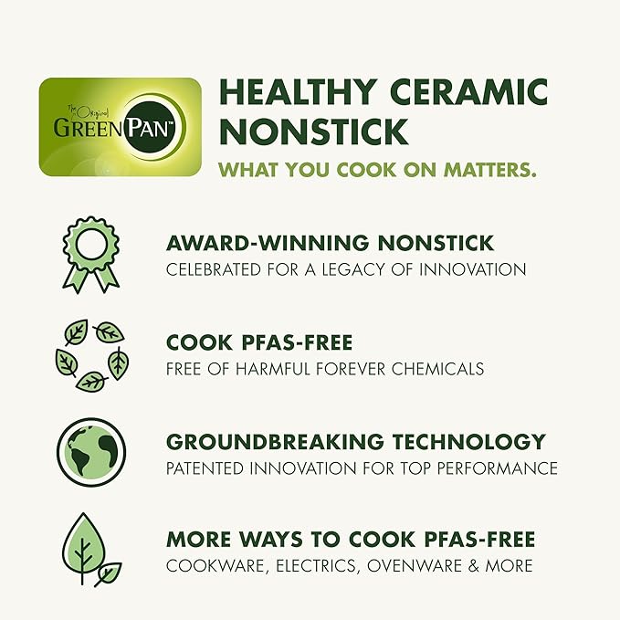 GreenPan 17 Piece Nonstick Swift Cookware Set Ceramic PFAS-Free Pots &amp Pans with Lids Dishwasher &amp Oven/Broiler Safe to 600F Kitchen Cooking Set Sauce Saute Stock Griddle Frying Pans