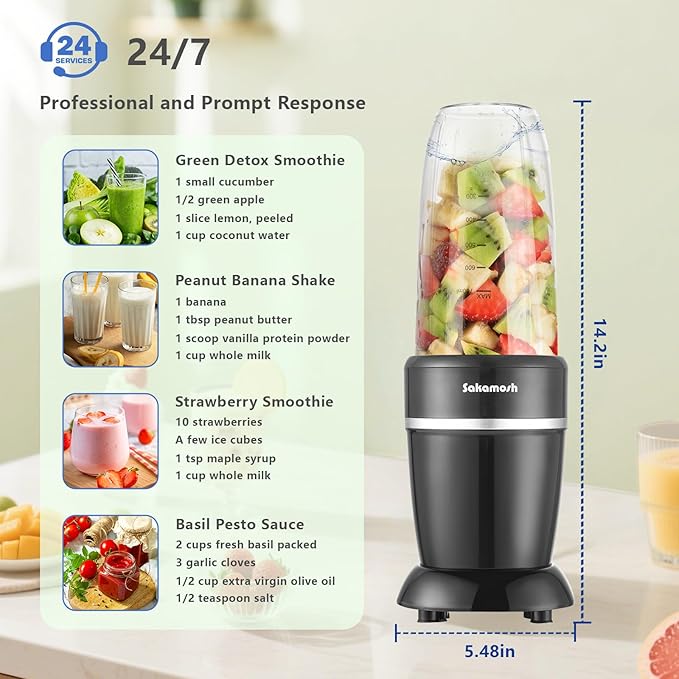 1200W Personal Blender for Shakes and Smoothies 12-Piece Portable Blender Combo with 6-Fin Blades 2 To-Go Cups for Juices Frozen Drinks Baby Food &amp More