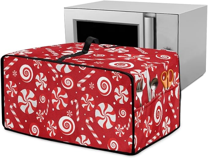 Doojoayie Christmas Candy Toaster Cover 6 Slice Stain Resistant Dust Cover for Bread Machine Small Kitchen Appliance Protector for Bread Making Machine/Air Fryer