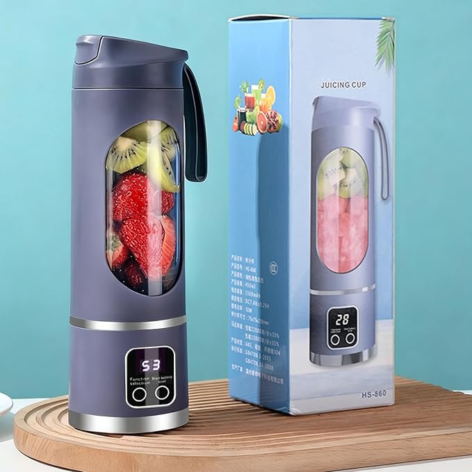 Electric Juicer Cup Display Fruit Mixing Machine 12 Inches Personal Blender with Rechargeable Battery Portable Shakes Maker with Safety Lock Kitchen Gym Travel Dormitory Apartment Organizer