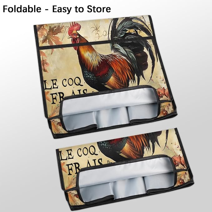 Kitchen Aid Mixer Cover Autumn Rooster Leaves Stand Mixer Cover Compatible with 6-8 Quarts Stand Mixers Dust Covers with Zipper Pocket Foldable Washable Kitchen Aid Organizer Bag