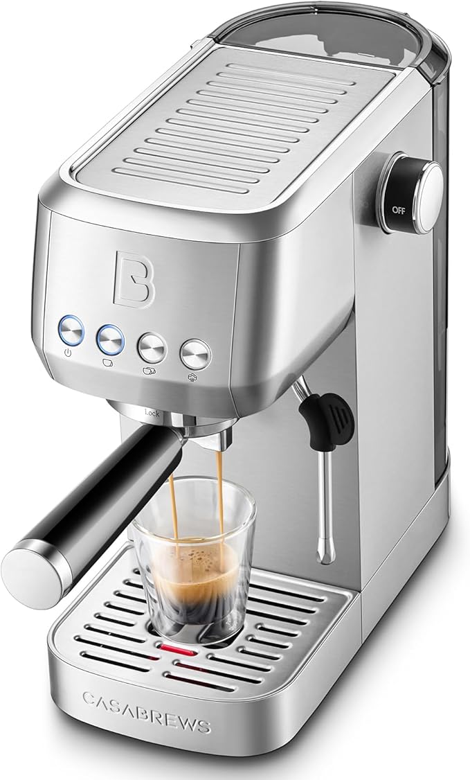CASABREWS Espresso Machine 20 Bar Professional Coffee Maker With Steam Milk Frother &amp 51mm Stainless Steel Portafilter Set