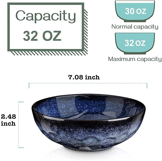 vicrays 18-Piece Kitchen Dinnerware Set Ceramic Fluted Dinner Plates Salad Plates Bowls Set Microwave Oven and Dishwasher Safe Scratch Resistant Suitable for Home Party Restaurant (Blue)