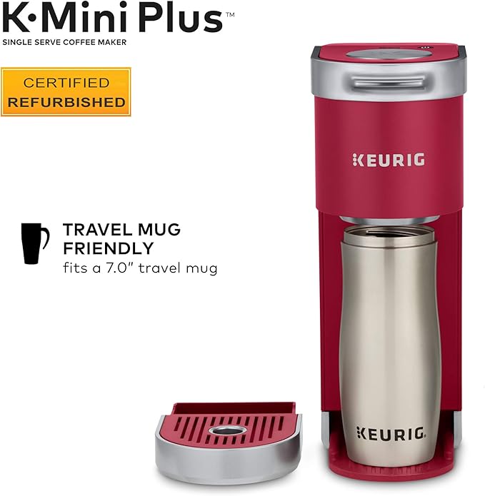 Keurig K-Mini Plus Coffee Maker Certified Refurbished Cardinal Red (Renewed)