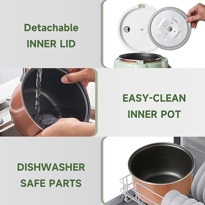 Rice Cooker 6 Cup (Cooked) Small Rice Cooker with 6 Cooking modes24-Hr Delay Timer and Auto Keep Warm Function Non-Stick Inner Pot1.6L Suitable For 1-3 People