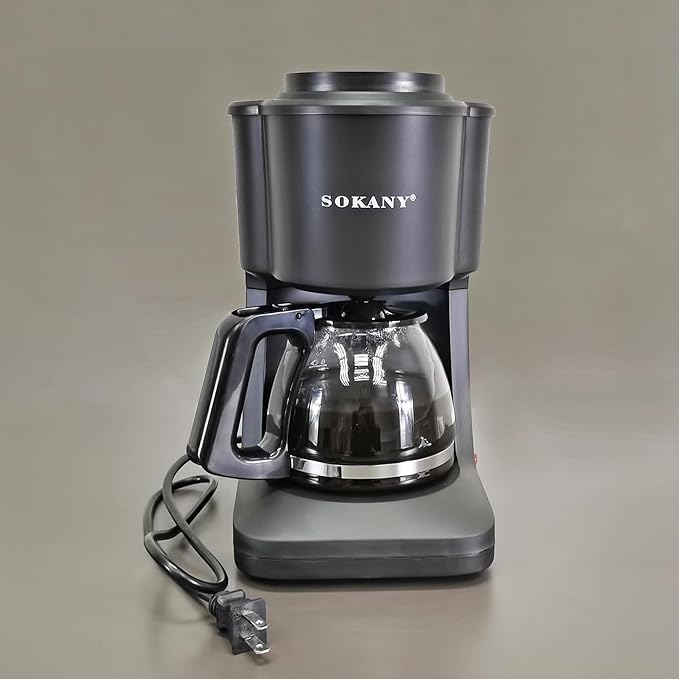 FixtureDisplays® 6-Cup Mini Switch Coffee Maker Black 6.3 X 7 X 11.41 inches 15668-2D
