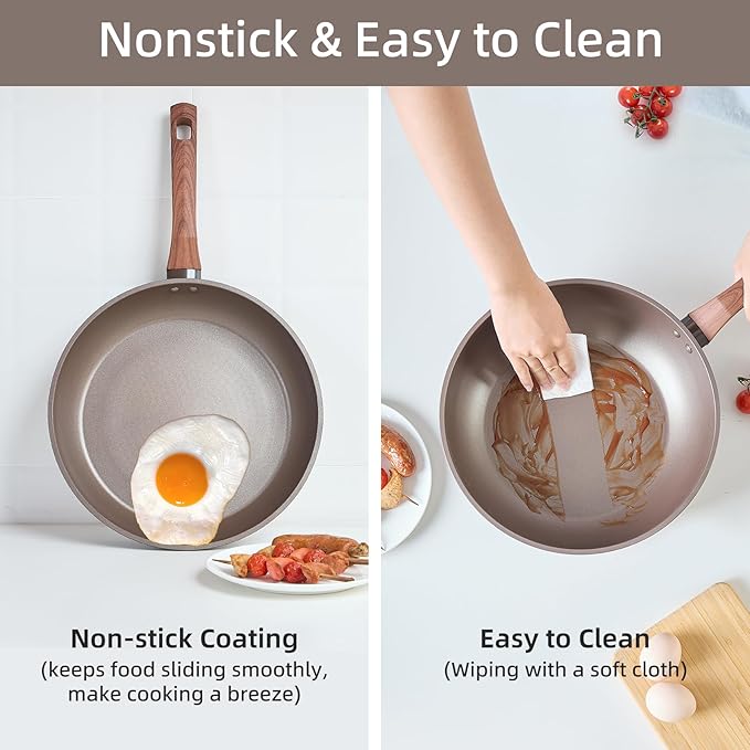 12Pcs Pots and Pans Set Nonstick Cookware Sets Non Stick Pots and Pan Set with Frying Pans Saucepans Steamer Silicone Shovel Spoon