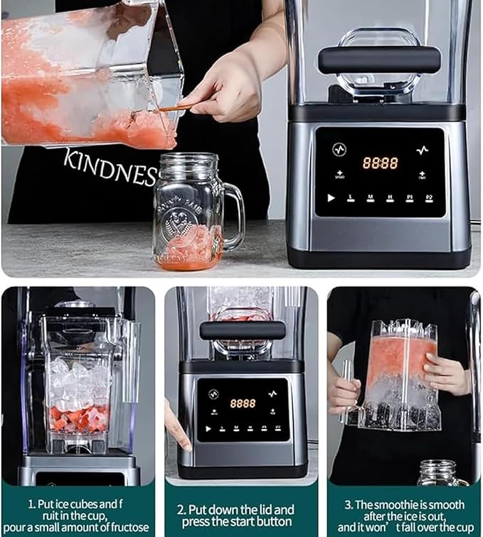 Smoothie Blender1800W Commercial Countertop Multiple Speed Smoothie Blender1.6L High Speed Smoothie MakerHousehold Quiet Blenderfor Puree Crush Ice Smoothies