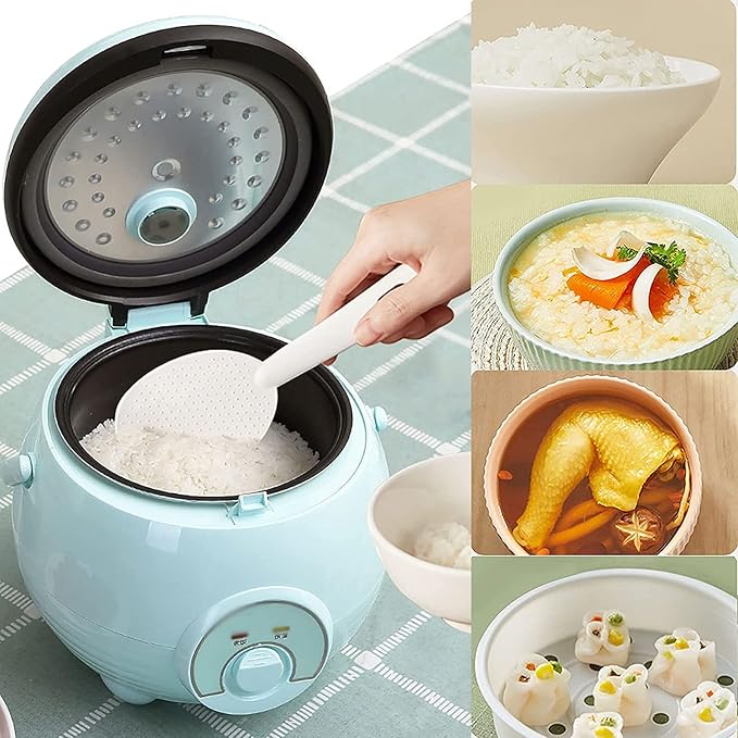 Mini Cute Rice Cooker Steamer 2L Large Capacity Thickened Aluminum Alloy Non-Stick Inner Pot for Family Dormitory 1~3 People