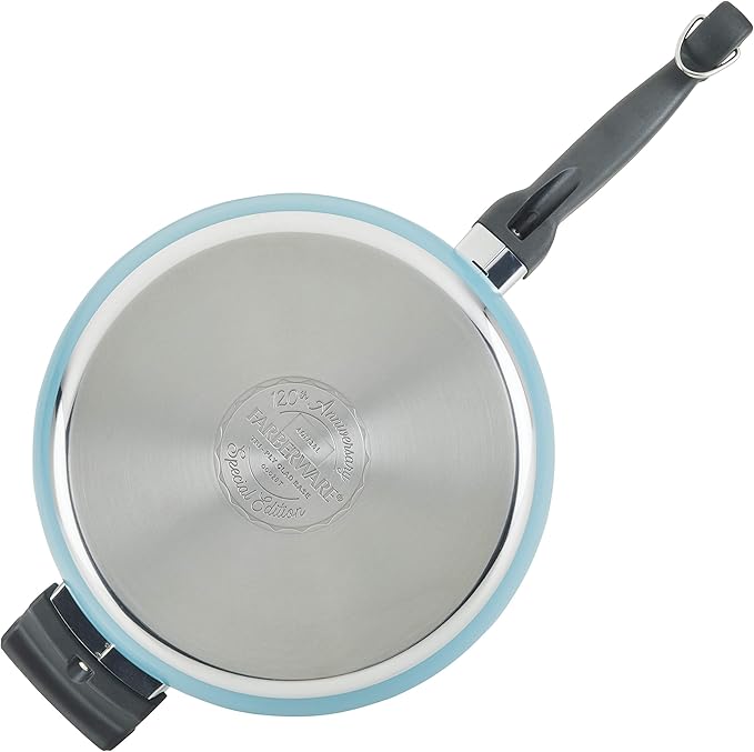 Farberware 120 Limited Edition Stainless Steel Cookware Pots and Pans Set with Prestige Kitchen Tools 10 Piece Aqua Blue