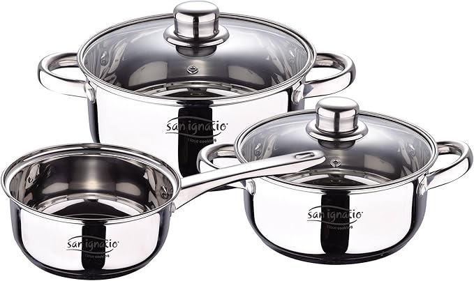 Cassel 5-Piece Set + Set of 3 Pans Diameter 16 / Diameter 20 / Diameter 24 cm Red Pressed Aluminium Non-Stick Coating Induction