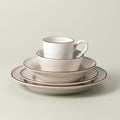 Costa Nova Ceramic Stoneware 5-Piece Place Setting Service for 1 - Beja Collection White &amp Red | Microwave &amp Dishwasher Safe Dinnerware Set | Food Safe Glazing | Restaurant Quality Tableware