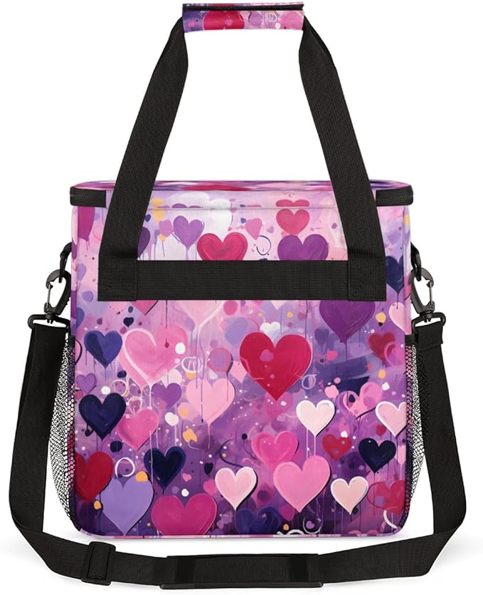 Purple Heart Coffee Maker Carrying Bag Portable Travel Storage Tote Bag Compatible with K-Mini or K-Mini Plus Single Serve Coffee Brewer Carrying Case with Multiple Pockets &amp Shoulder Strap