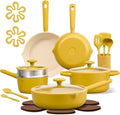 CAROTE 21pcs Cookware Set Nonstick Pots and Pans Set Ceramic Cookware Set Induction Cookware Non toxic Healthy Non Stick Kitchen Cooking Set PFAS PTFE Free