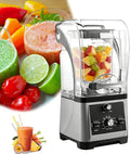 Commercial Quiet Blender for Kitchen Noise Reduction blender with Shield Quiet Sound Enclosure Six-Bladed Stainless Steel Knife Speed Adjustable 2600W(Gray)
