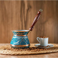 Copper Turkish Coffee Pot Cezve Tombik Hand Hammered Design for 4 People Traditional Coffee Maker Turquoise Color One Piece - Turquoise One Size