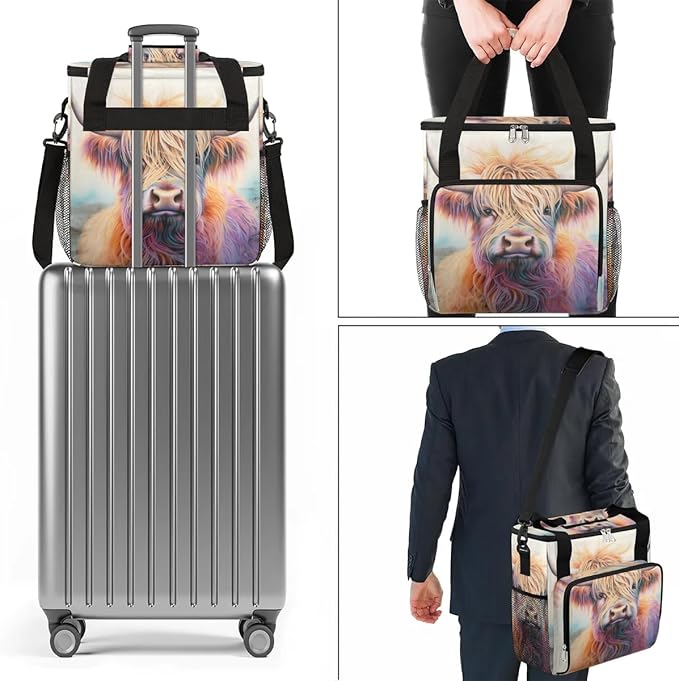 Coffee Maker Carrying Bag Highland Cow Single Cup Coffee Maker Travel Bag Compatible with Keurig K-Mini or K-Mini Plus Portable Storage Bag with Shoulder StrapAZ-196