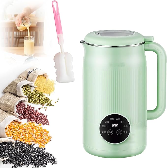 Nut Milk Maker Machine 8-in-1 Multifunction Nut Milk &amp Juice Maker 2026 Upgraded Automatic Soybean Machine Smart Buttons Eight Modes One-Button Self-Cleaning (Green)