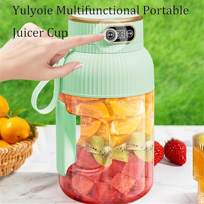 Multifunctional Portable Juicer Cup with Digital Display Large-capacity personal size blenders for Smoothies Shakes Juicer USB Rechargeable (2Single cup single lid)