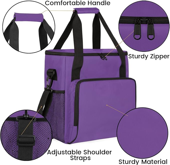 Dark Purple Coffee Maker Carrying Bag Waterproof Insulated Leakproof Cooler Bag Portable Storage Tote Bag Organizer With Shoulder Strap