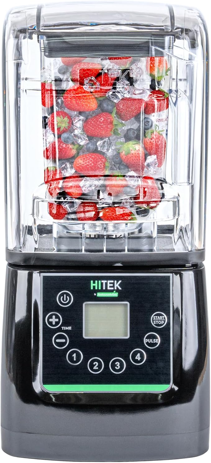 Restaurantware-Hi Tek 3 HP Commercial Blender 1 Variable Speed Heavy-Duty Blender - 48-Ounce Tritan Jar Sound Enclosure White Plastic Industrial Programmable Touchpad
