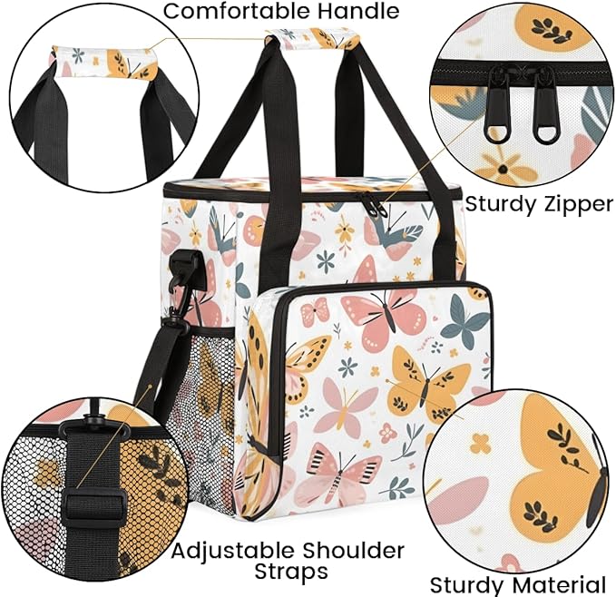 Dreamy Butterfly Coffee Maker Carrying Bag Artistic Butterfly Travel Storage Bag Compatible with K-Mini or K-Mini Plus Single Serve Coffee Brewer Carrying Case with Multiple Pockets &amp Shoulder S