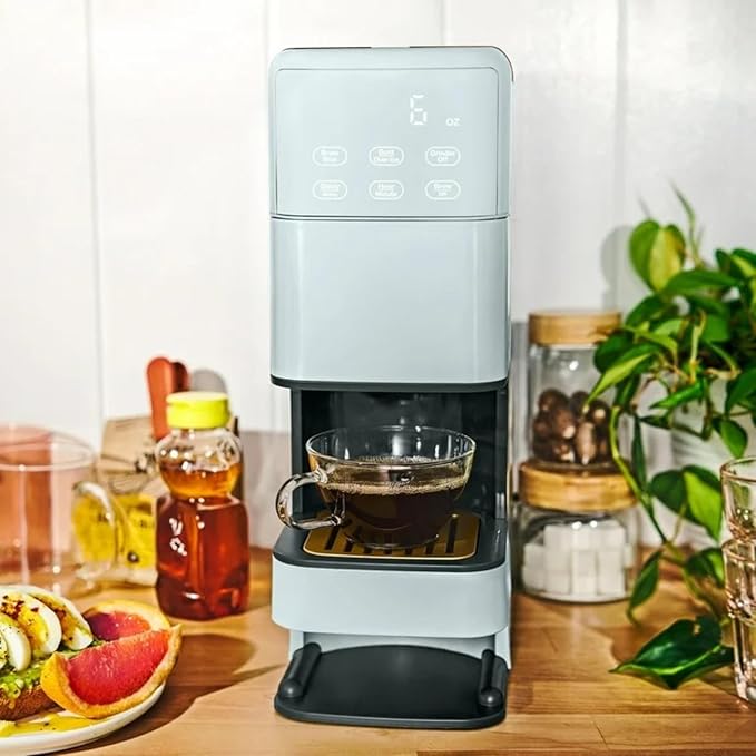 Programmable Single Serve Coffee Maker with Integrated Burr Grinder Touch Controls Fresh Custom Brew Compact Design Easy to Use