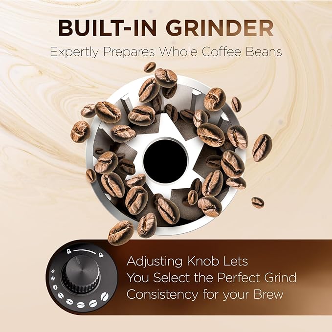 Ivation 2-in-1 Drip Coffee Maker &amp Grinder – Programmable Auto Brew &amp Timer - Warming Plate - 10 Cup - Reusable Filter Basket – 1.5L Water Tank – 1000W - Pause and Pour