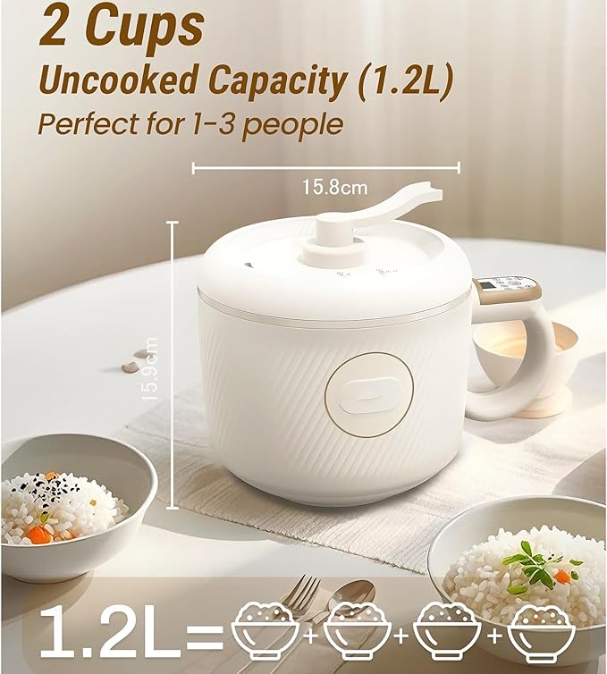 Rice Cooker Small 1.2L - Mini Rice Cooker 2 Cup Small Removable Electric Rice Cooker for 1-2 People 6 Modes Rice Cooker for White Rice Brown Rice Stew Ramen Porridge Hot Pot