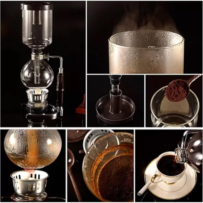 Coffee Machine Hand Brewed Coffee Maker Siphon Type Stainless Steel Base Classic Coffee Machine for Home Office Meeting Rooms