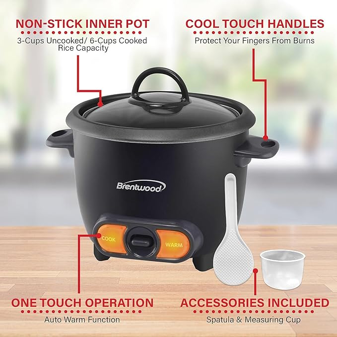Brentwood TS-506BK Electric Rice Cooker standard Black