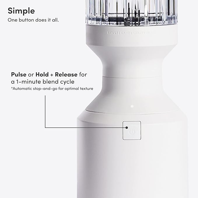 Beast Mega 1200 Plus | Premium Countertop Blender | Smoothies Shakes Sauces Dips Soups | Blends Ice and Frozen Fruit | XL Vessel | With Extra Vessels Straw System | 1200W | (Cloud White 120V)