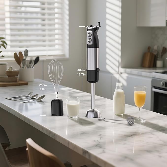 Immersion Blender Handheld 3 in 1 Hand Mixer Electric Handheld for Kitchen Corded Stick Hand Emulsion Blender with Whisk and Milk Frother for Baby Food Smoothie Puree Soup Sauces