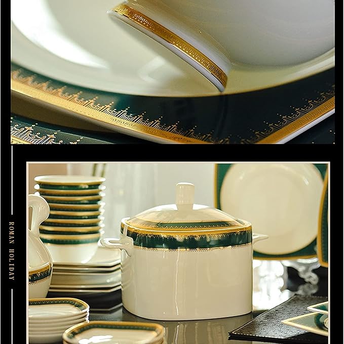 Dinnerware Set Dinner Party Tableware Service Set Square Stoneware Dinnerware Set 58 Pieces Bone China Porcelain Dinnerware Set